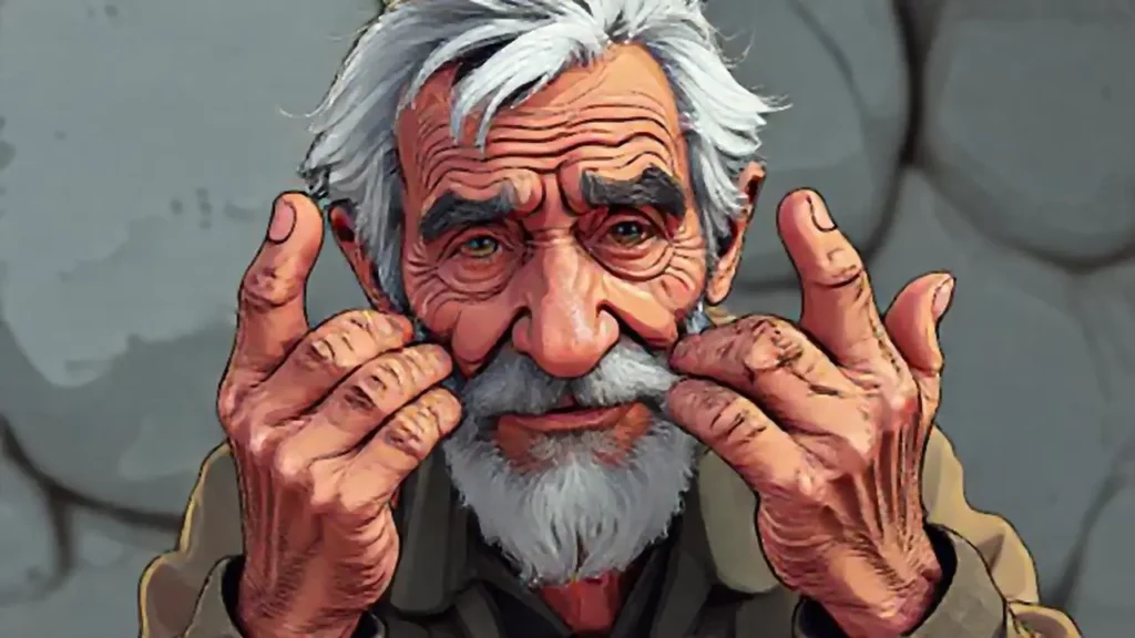 Un anciano de manos curtidas