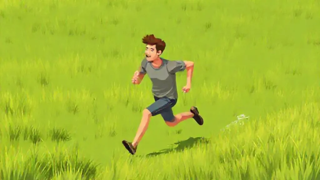 Un hombre corre por el campo