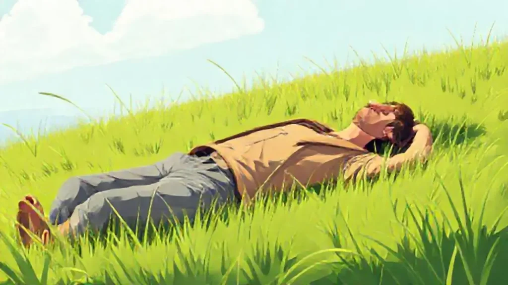 Hombre yacía en el campo