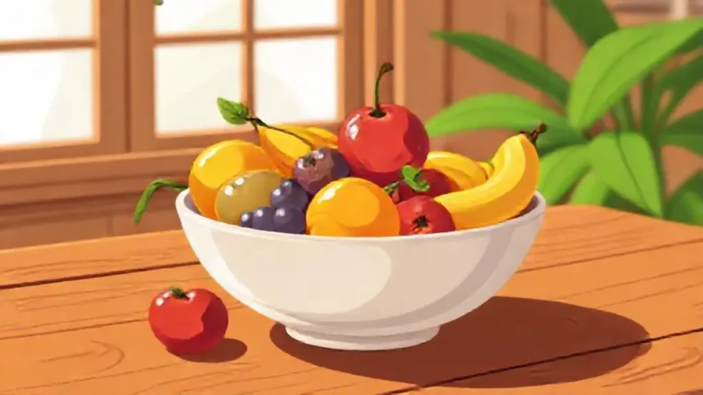 Fruta en mesa de madera