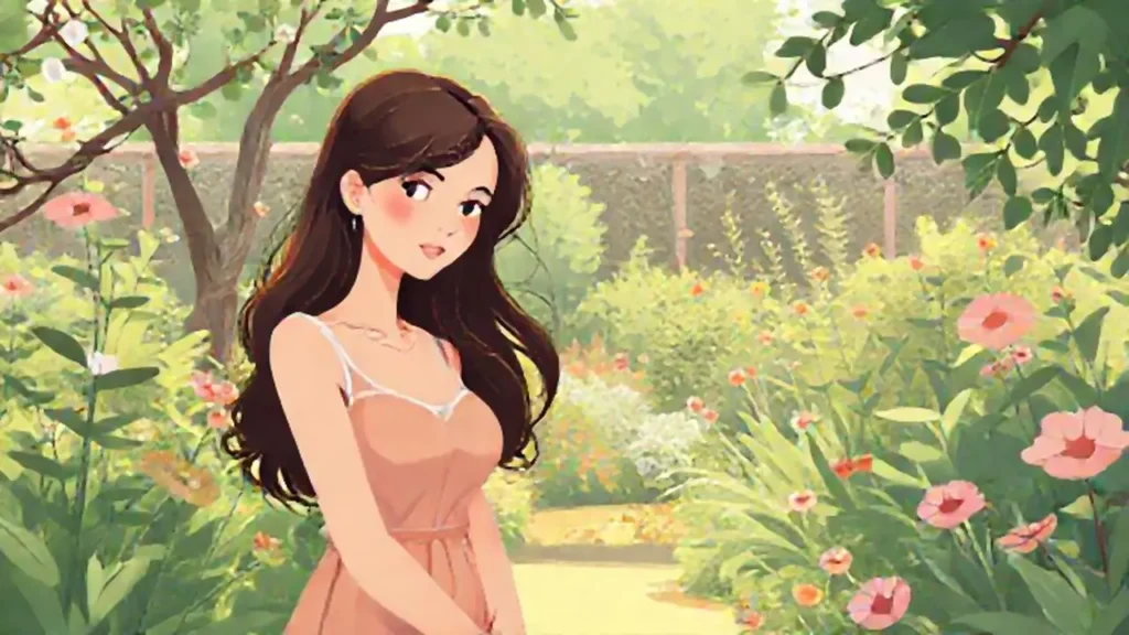 Mujer pálida en el jardín