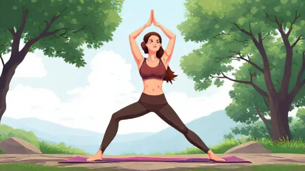 Mujer practica yoga al aire libre