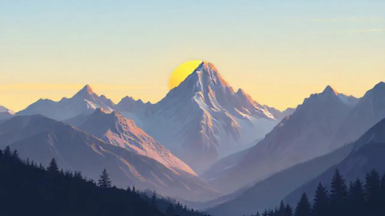El sol se levanta sobre las montañas