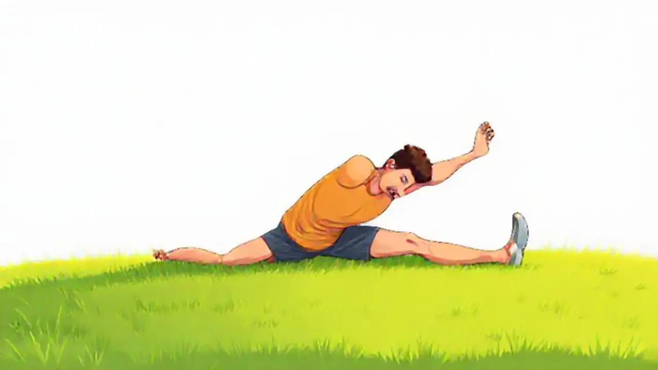 Hombre estirándose en el césped