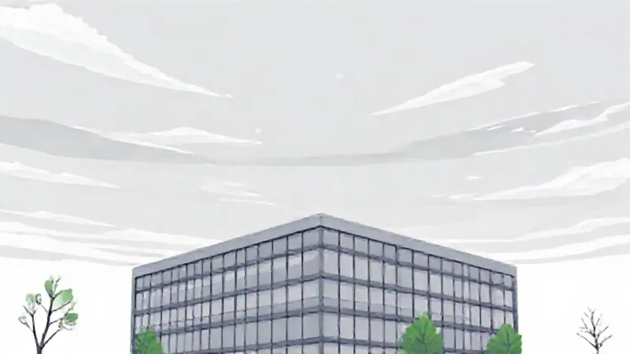 Cielo gris sobre el edificio