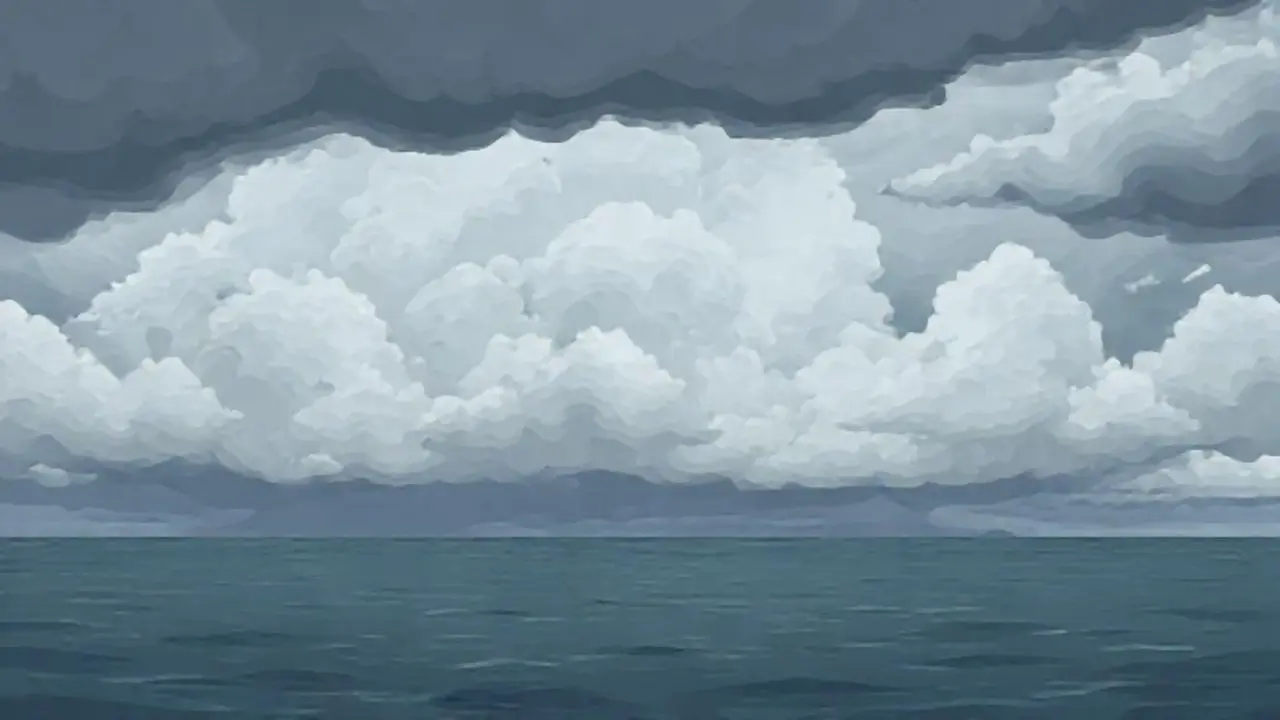 Nubes grises sobre el agua