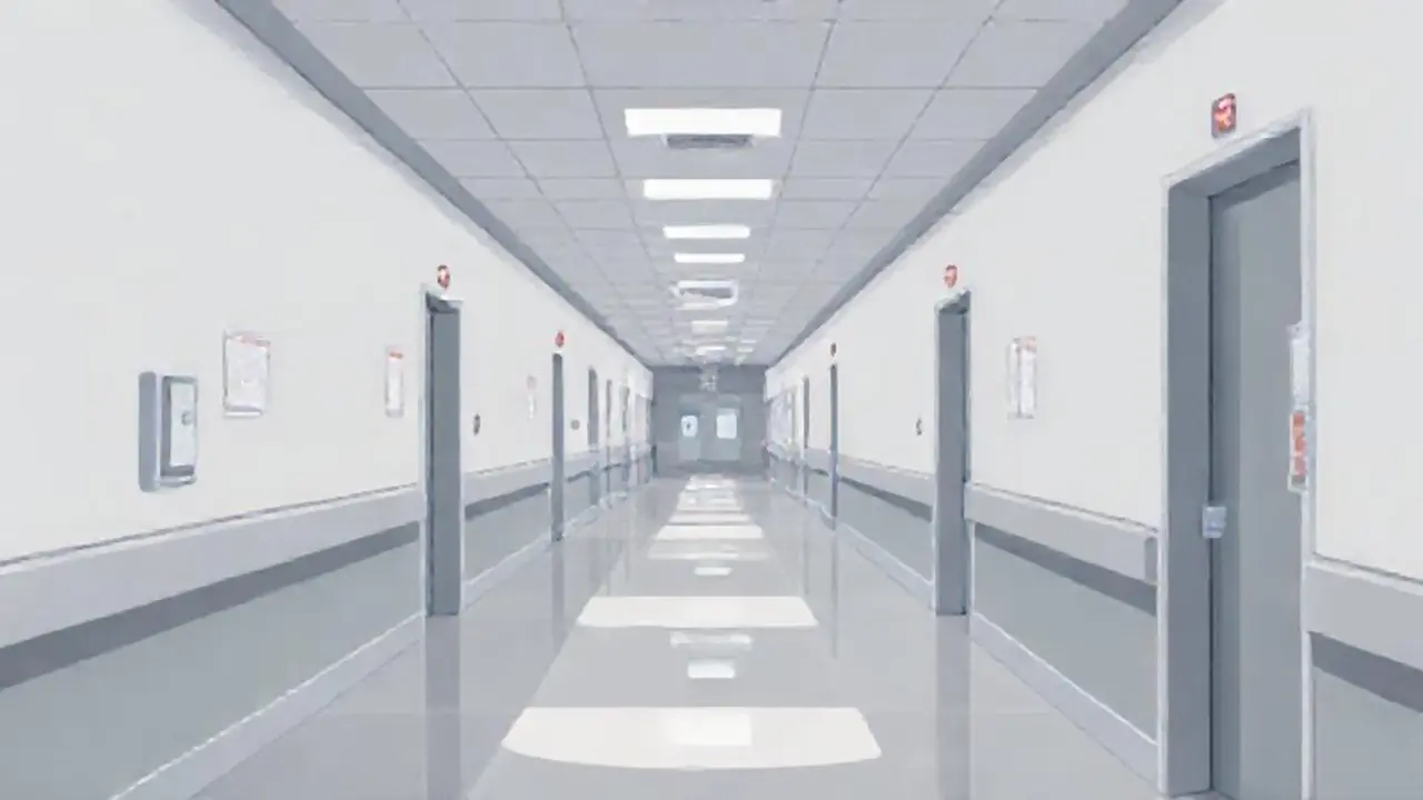 Pasillo gris del hospital