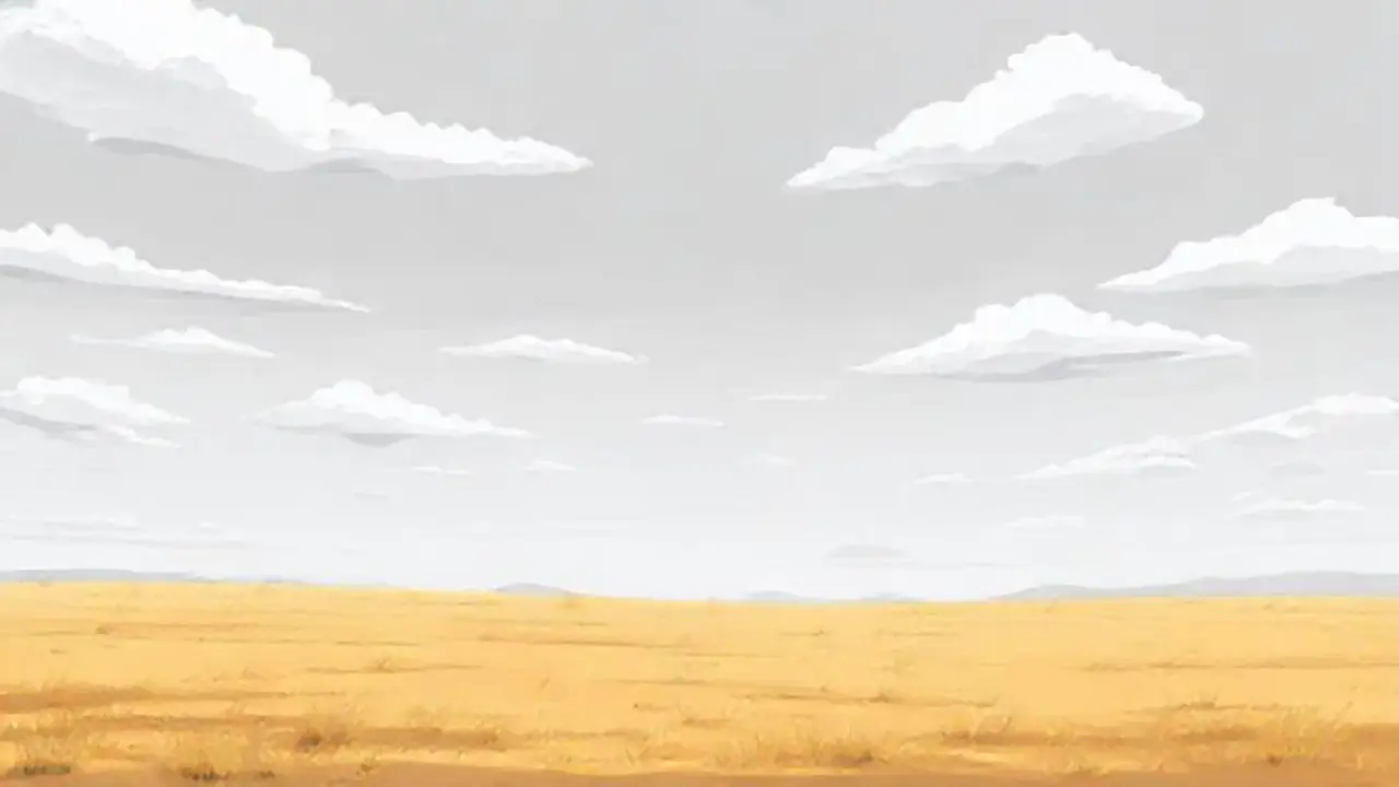 Cielo gris sobre campo vacío