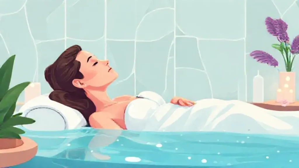 Mujer descansando en spa