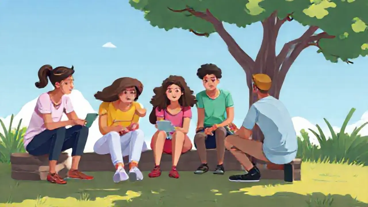 Grupo diverso colabora al aire libre