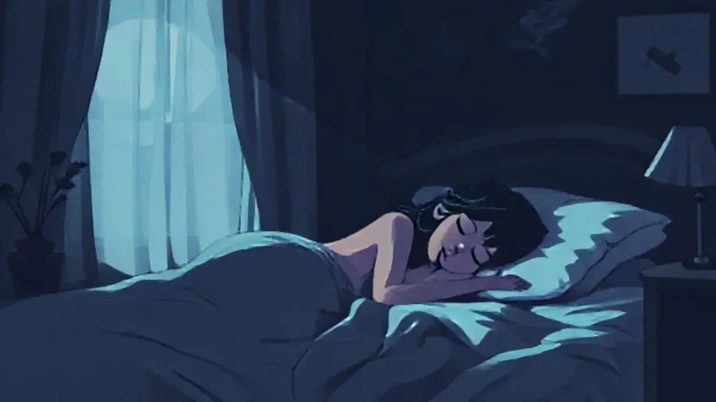 Mujer dormida en una habitación oscura
