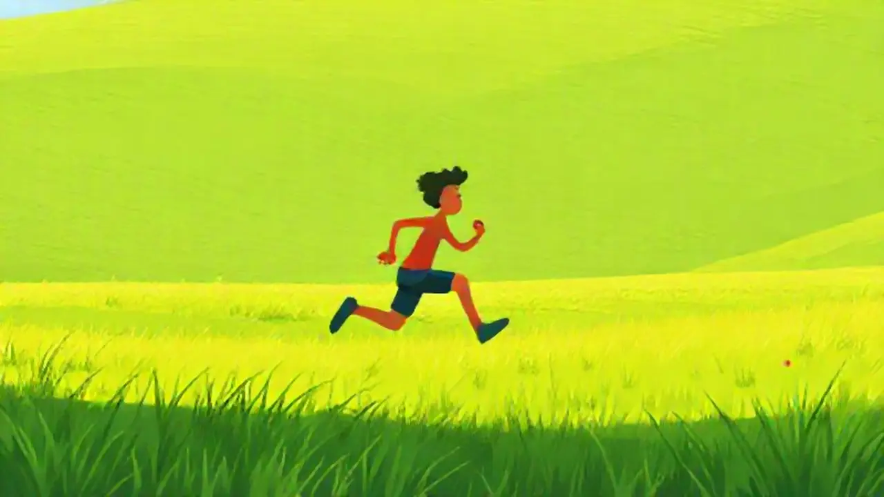 Campo verde con figura corriendo