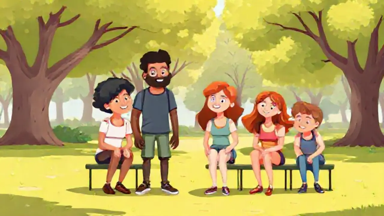Amigos en el parque soleado