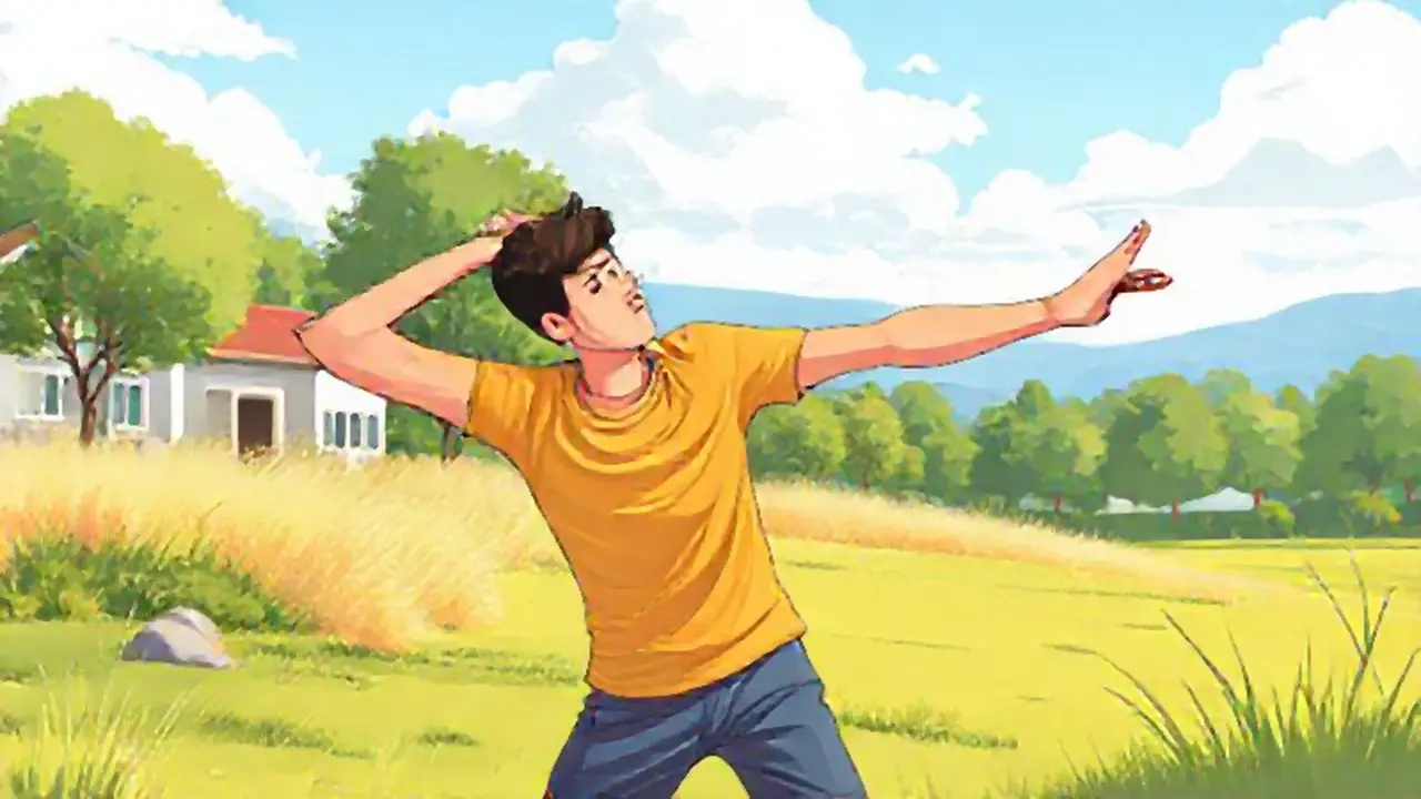 Joven estirándose al aire libre