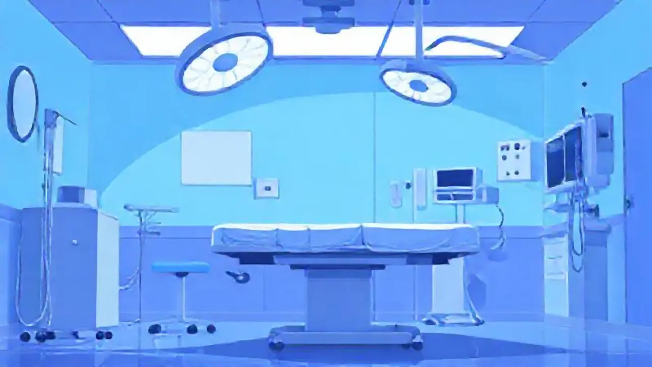 Luz azul y mesa estéril