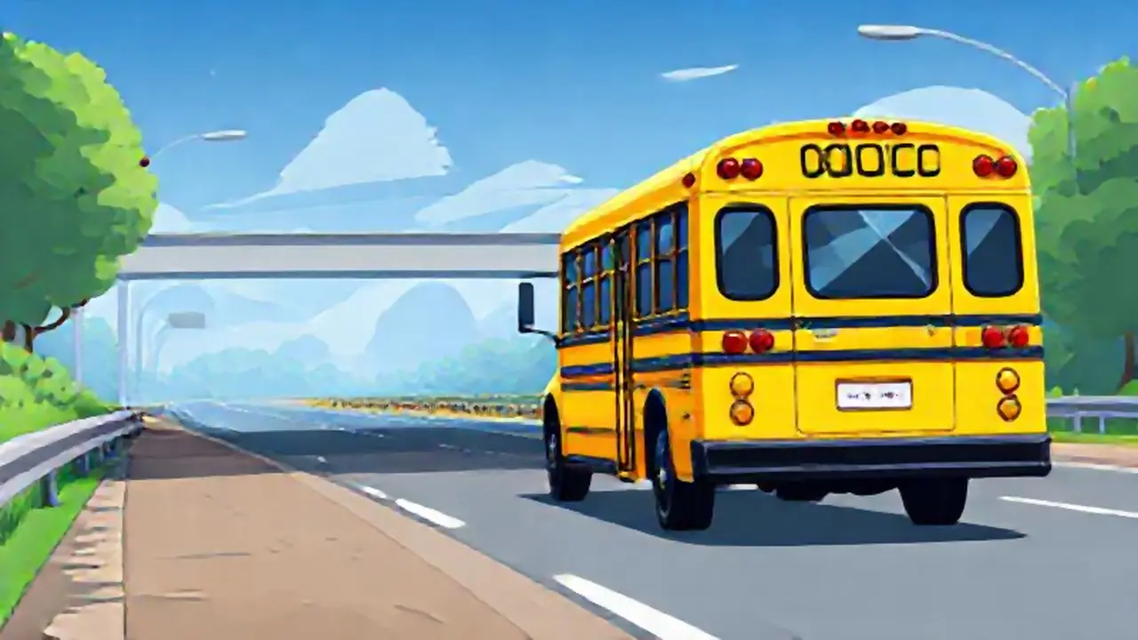 Autobús escolar amarillo en la autopista