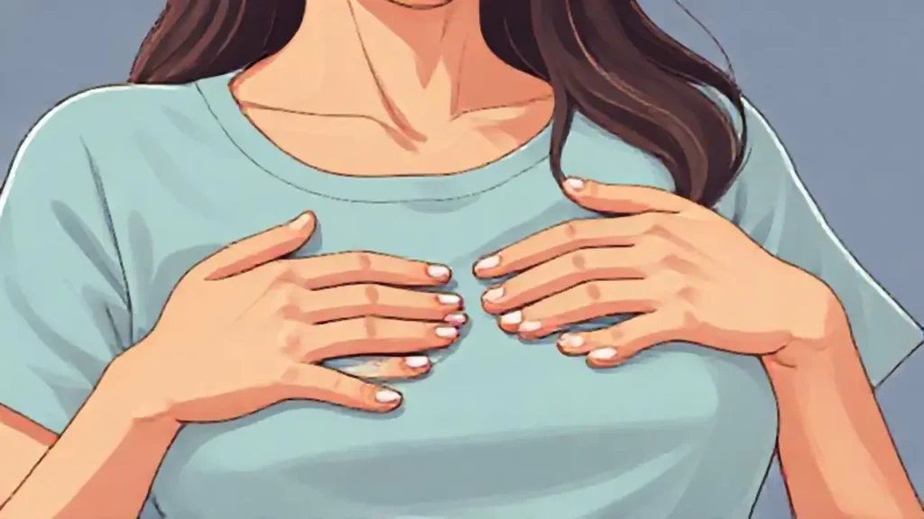 La mujer protege el pecho del paciente