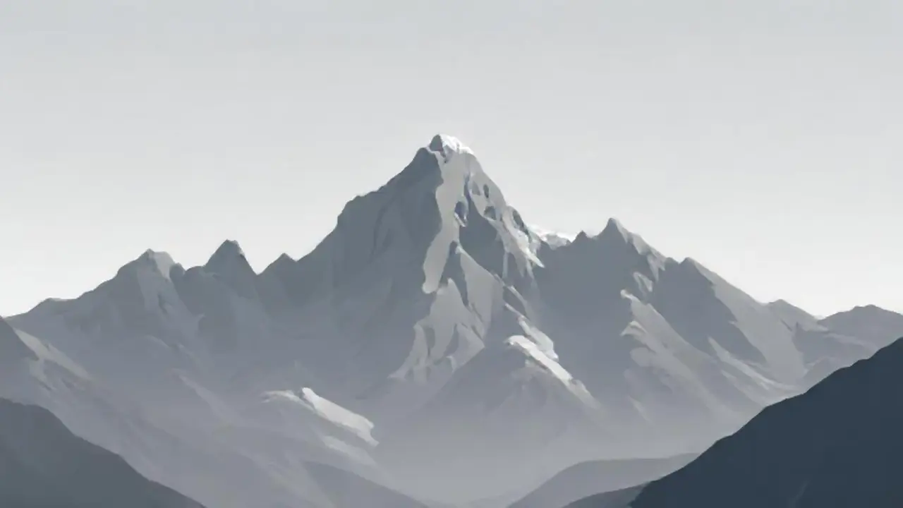 Montañas grises bajo un cielo plomizo