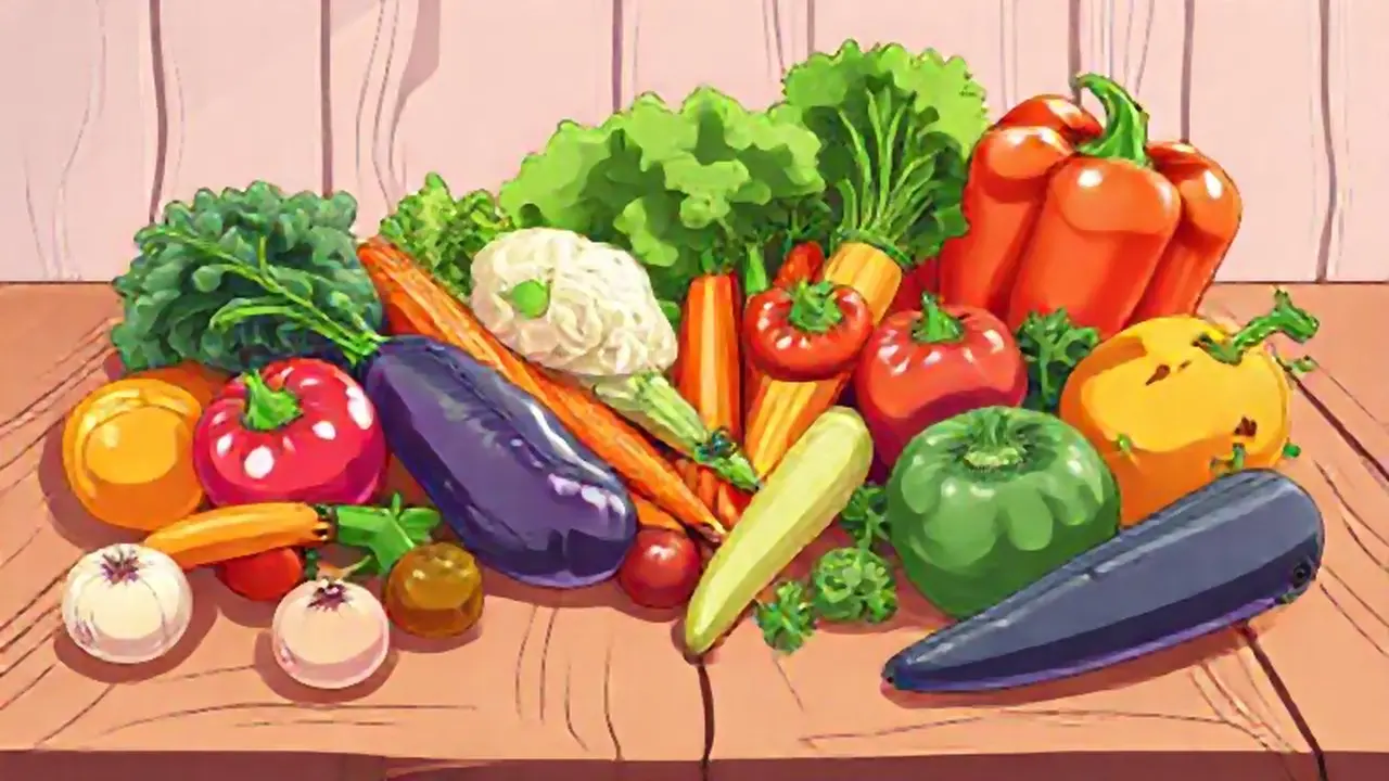 Verduras coloridas sobre madera