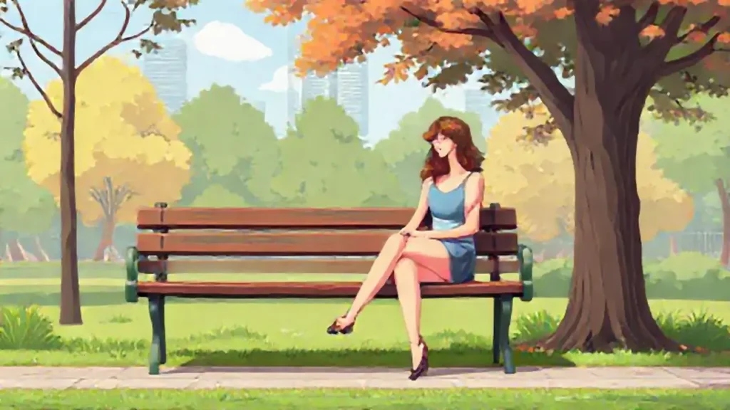 Mujer en banco del parque