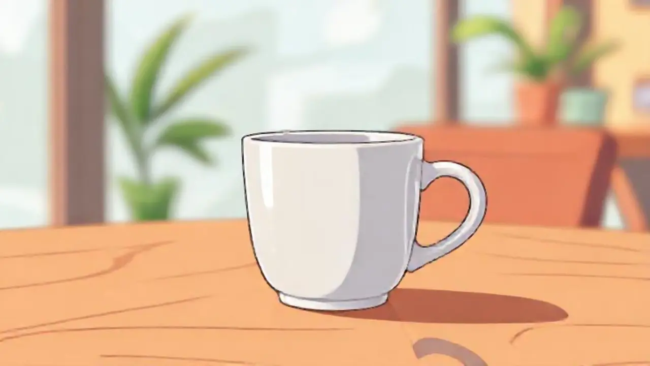 Taza de café vacía sobre la mesa
