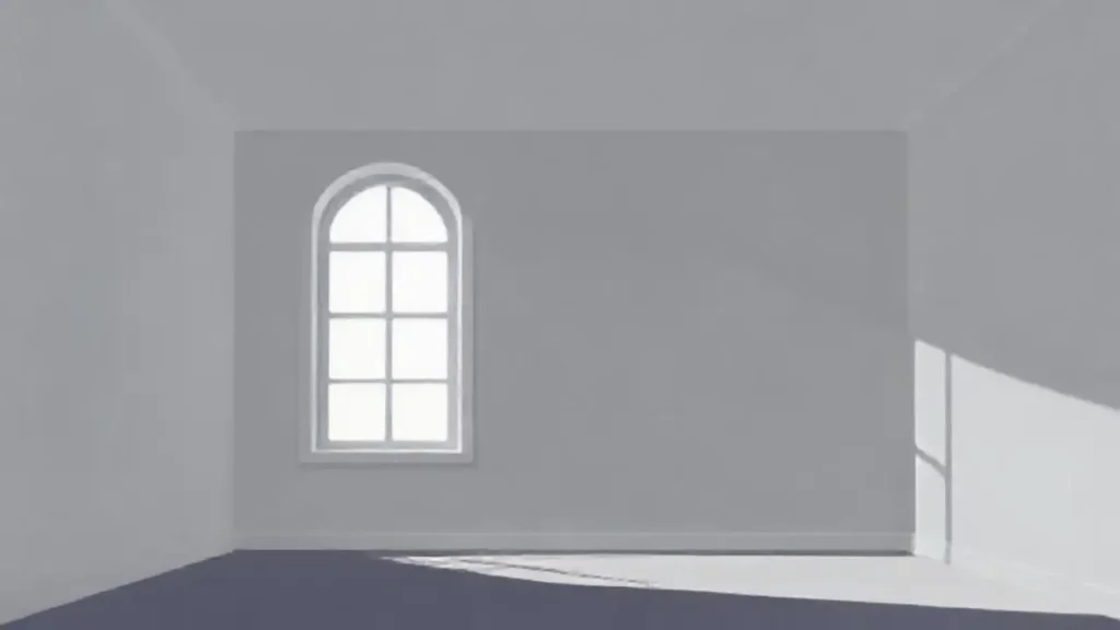 Habitación gris iluminada por el sol