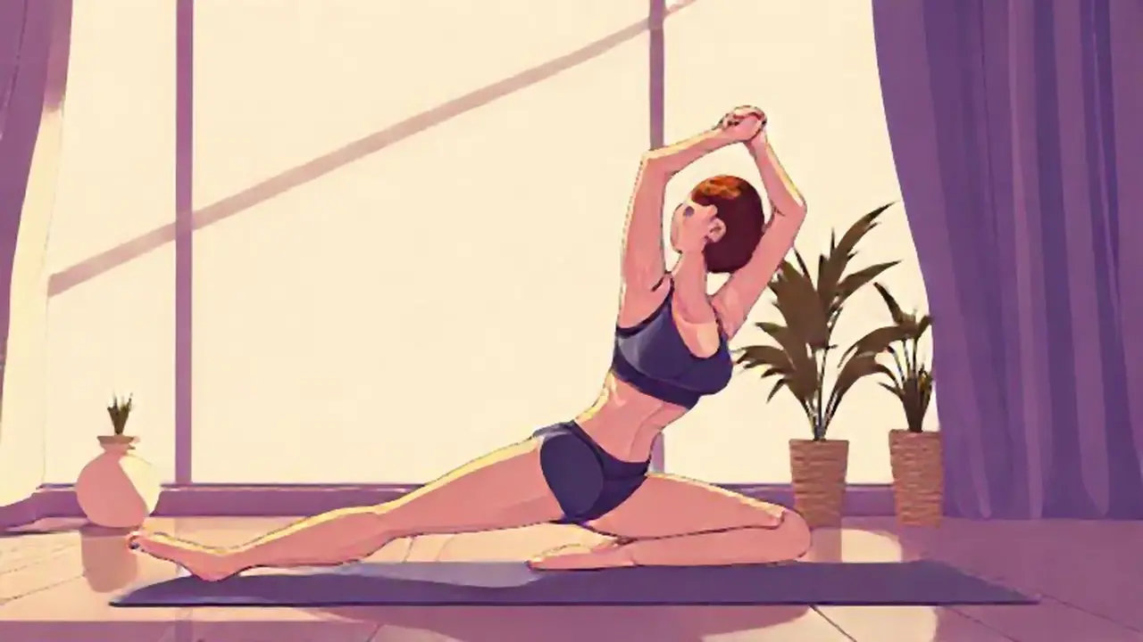 Mujer estirándose en estudio