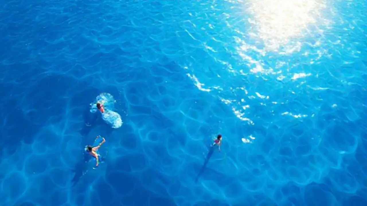 El mar azul refleja la luz