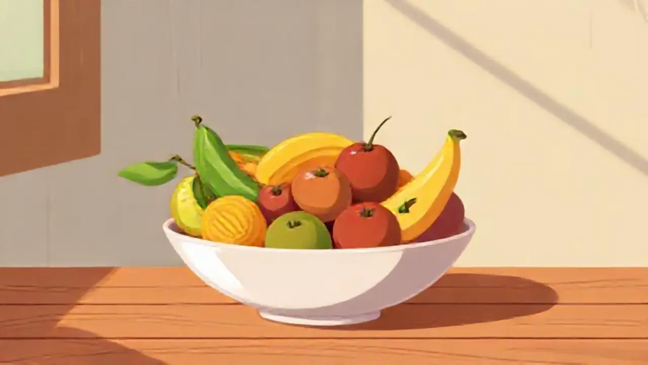Fruta sobre mesa de madera