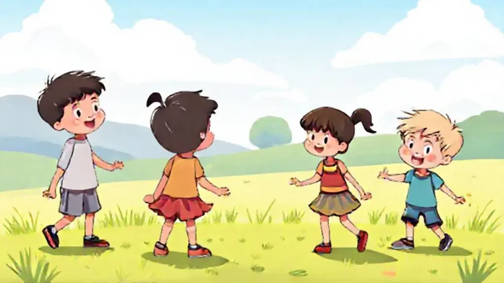 Niños juegan en el campo