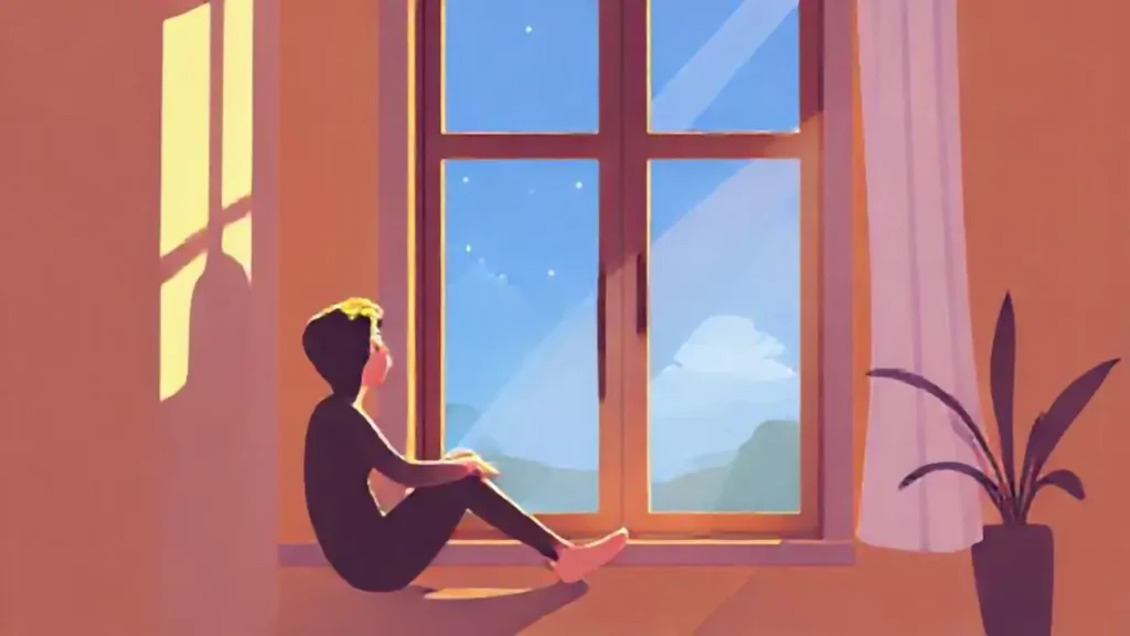 La luz del sol baña a la persona en la ventana