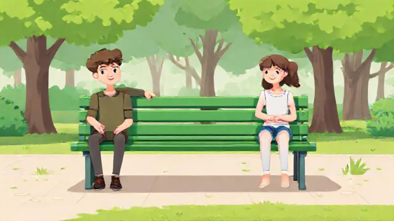 Joven gente en un banco verde