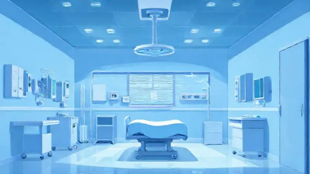 Habitación azul con luz suave