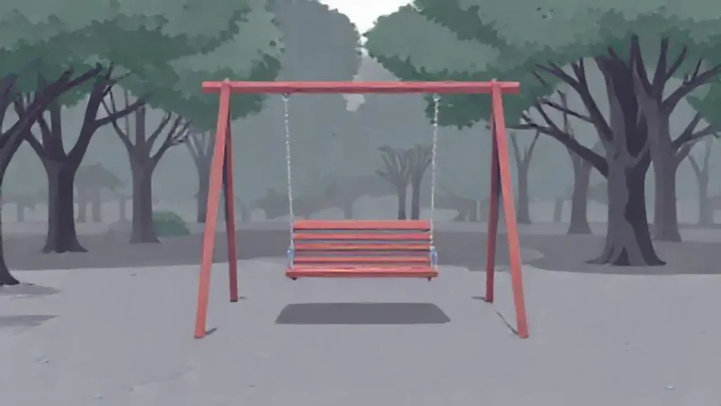 Columpio gris vacío en el parque