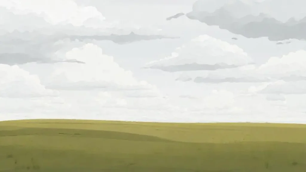 Nubes grises sobre un campo tranquilo