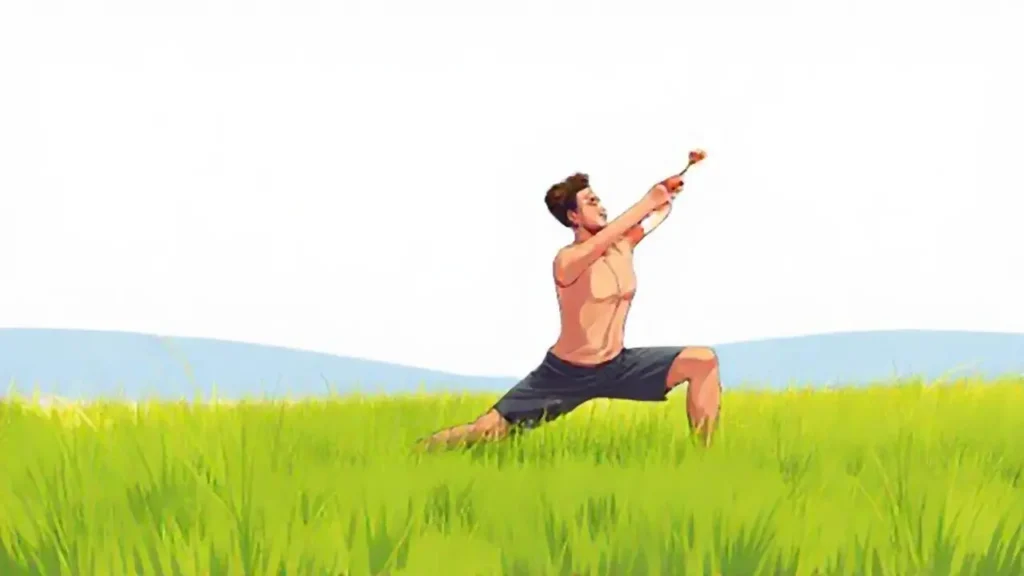 Hombre estirándose en el campo
