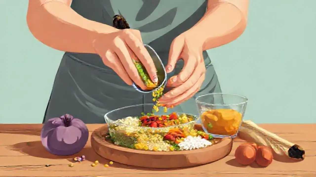 Mujer mezcla ingredientes