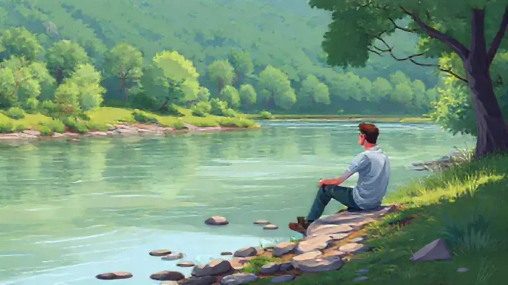 Hombre junto al río