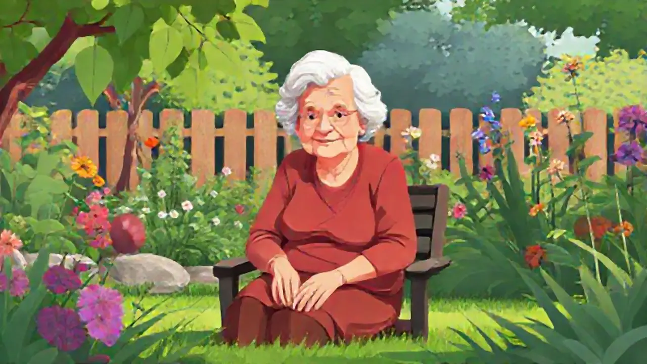 Mujer mayor en el jardín