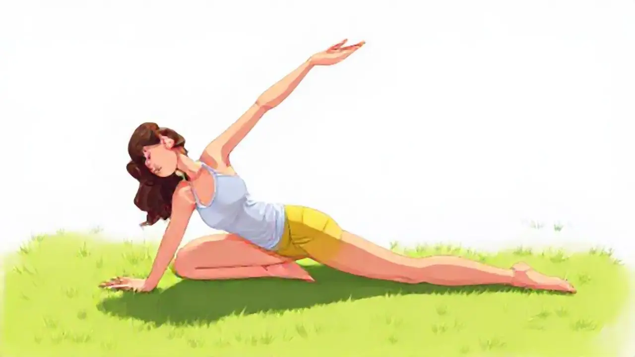 Mujer estirándose en el césped