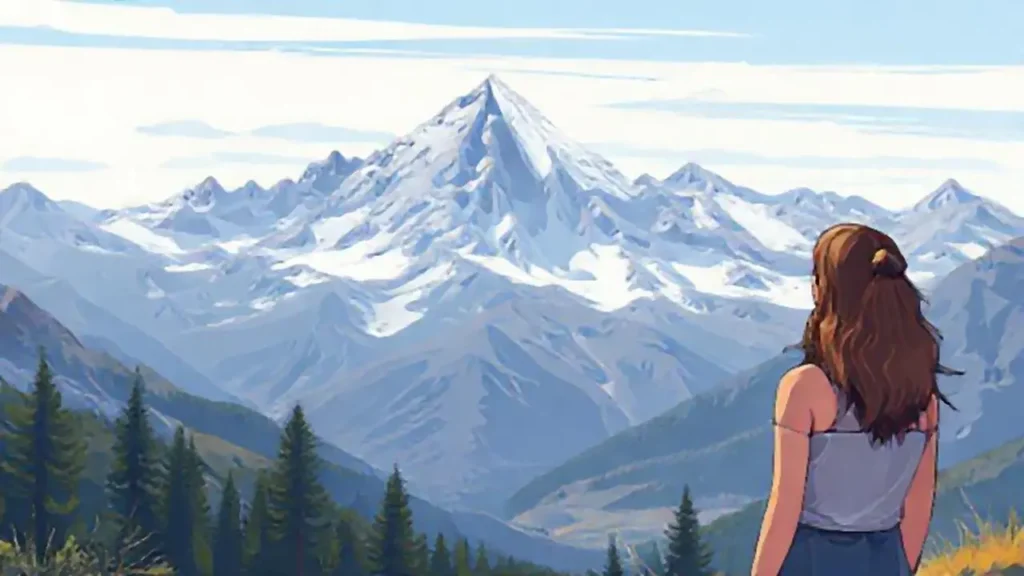 Mujer contempla montañas