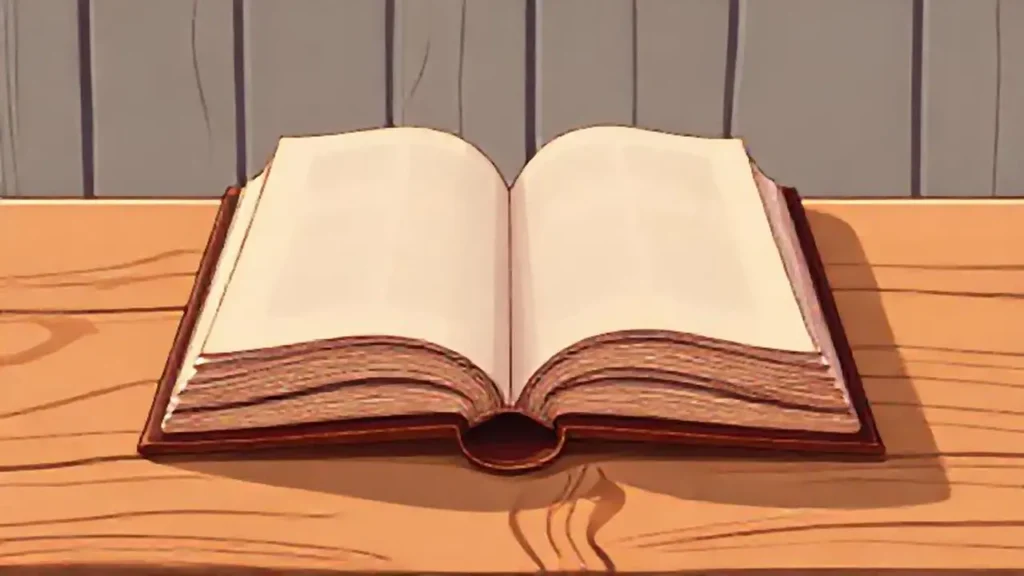 Libro abierto sobre una mesa de madera