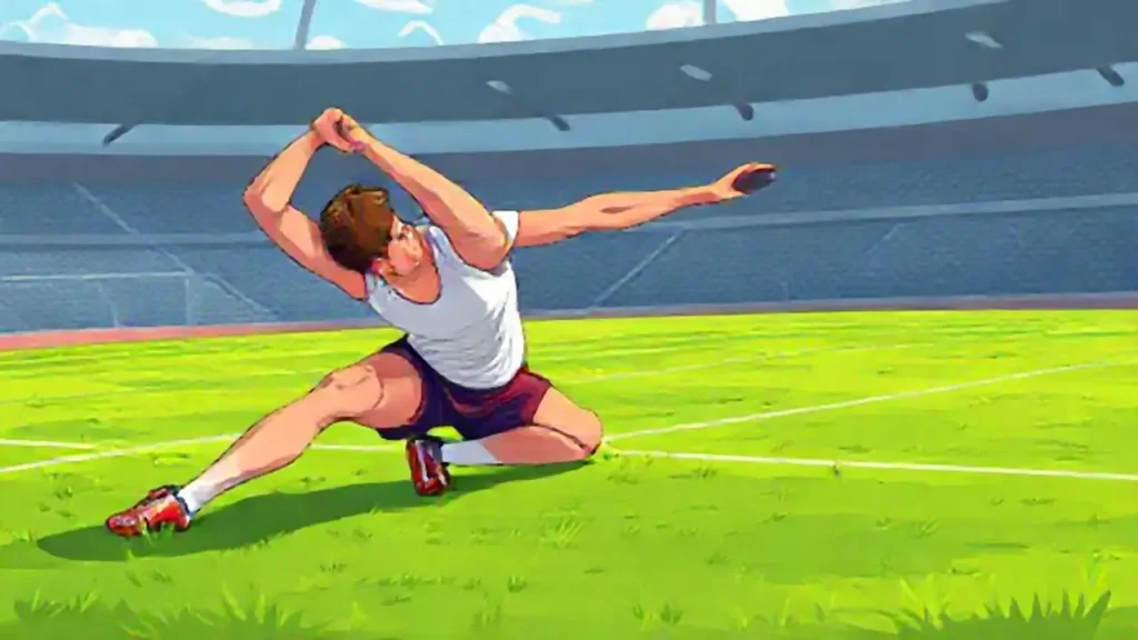 Atleta se estira en el césped