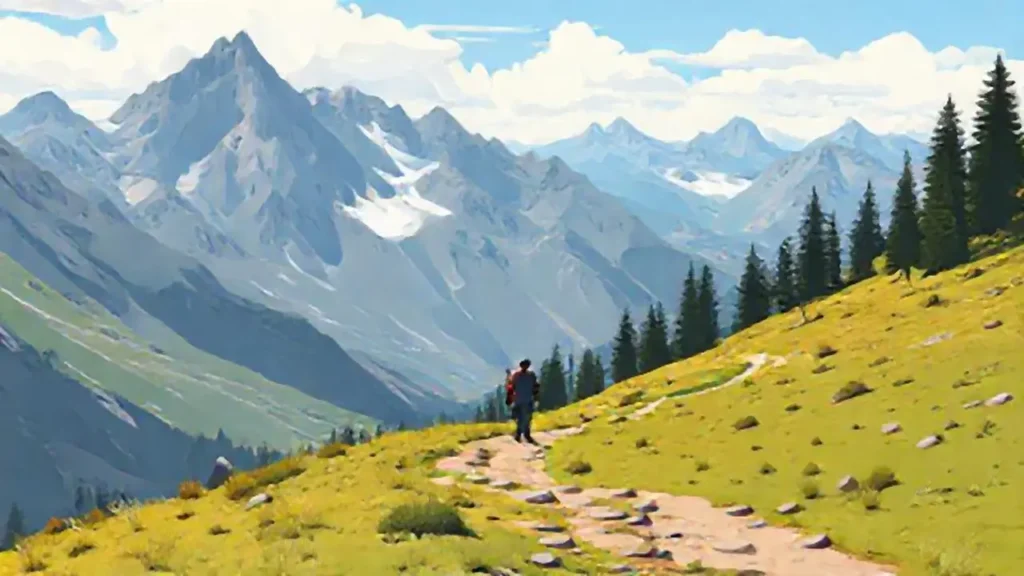 Un caminante solitario en la montaña