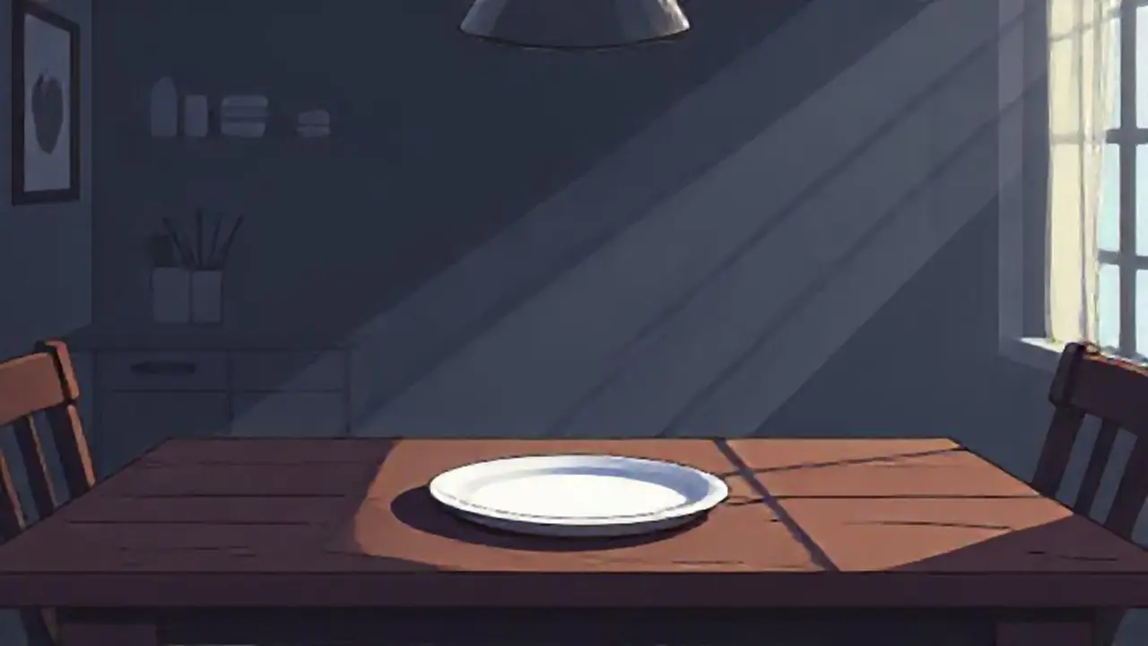 Mesa oscura, plato vacío