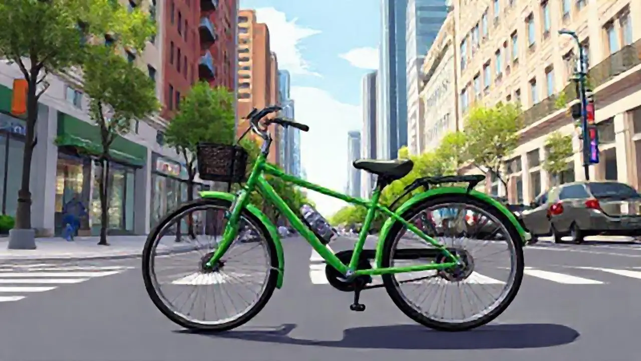 Bicicleta verde en la calle