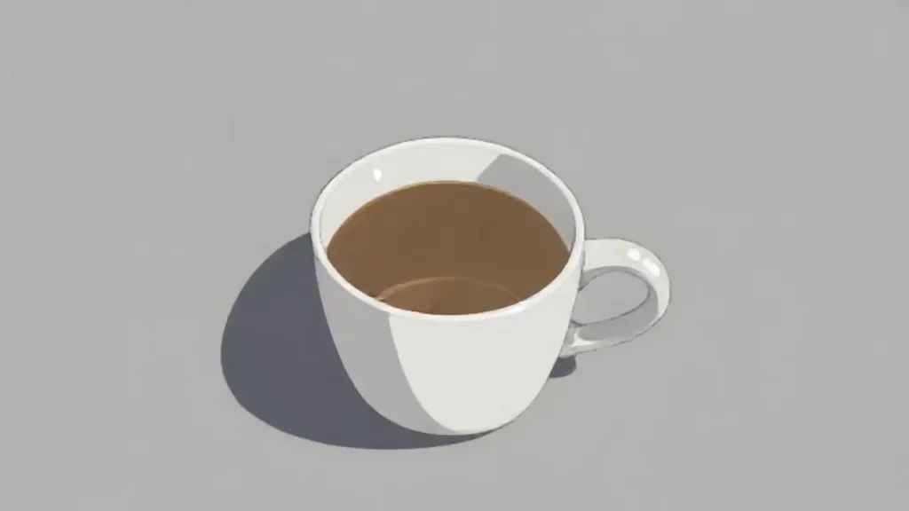 Taza de café vacía sobre una mesa gris