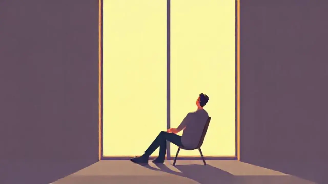 Hombre junto a una ventana alta
