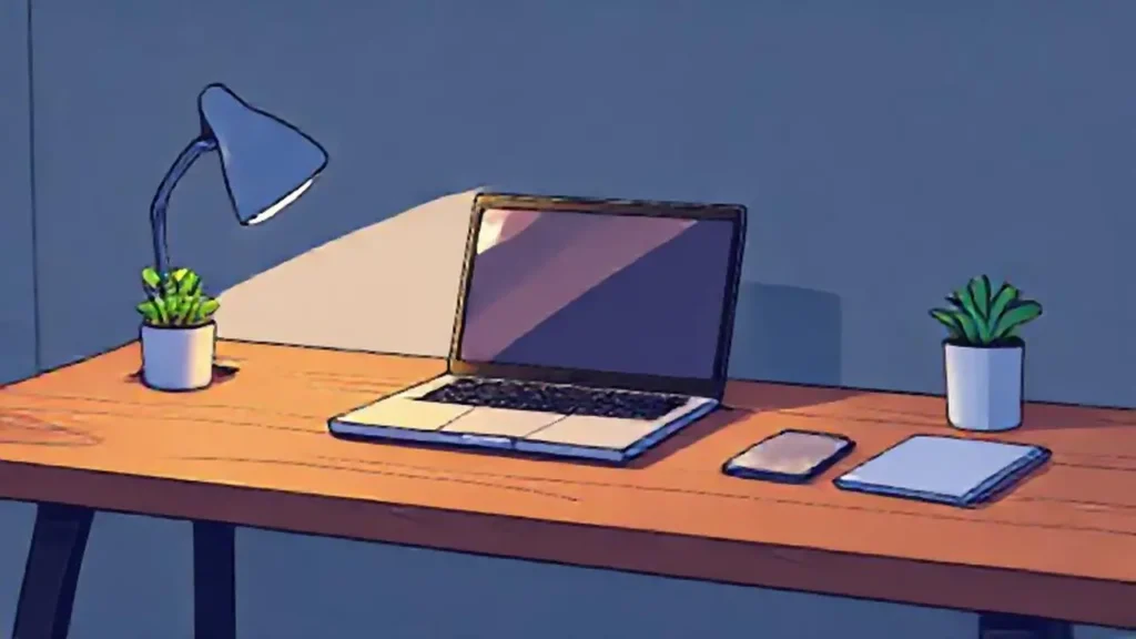 La laptop descansa sobre una mesa de madera