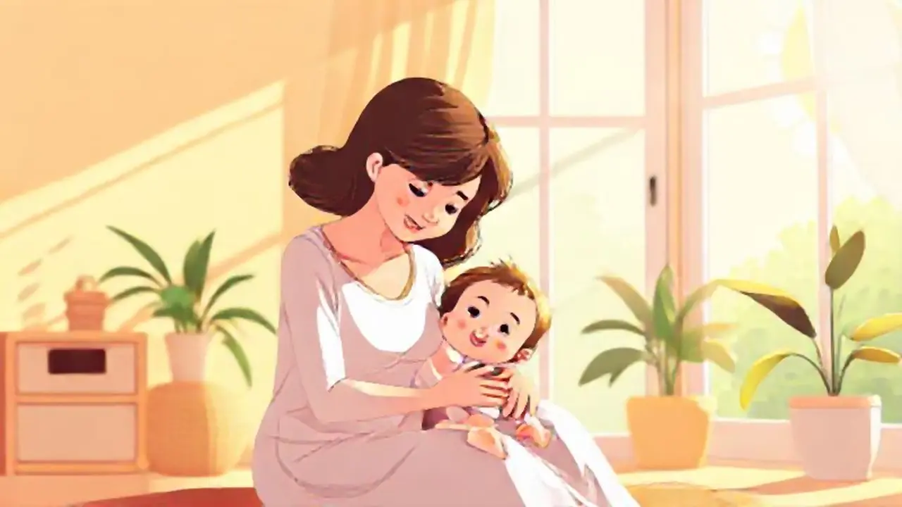 Madre e hijo en un cuarto soleado